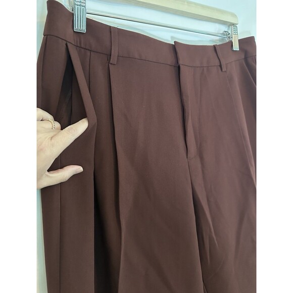 PAIGE Women's Aracelli Cuffed Hem High‎ Waist Dress Pants Mahogany SIZE 12 NWT - Picture 3 of 10